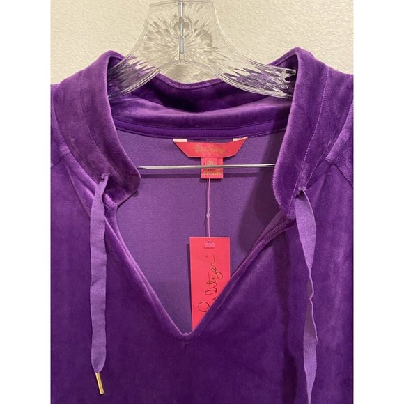 NWT Lilly Pulitzer Cassi Purple Berry Stretch Velour Velvet Tunic Dress XL - Picture 3 of 6